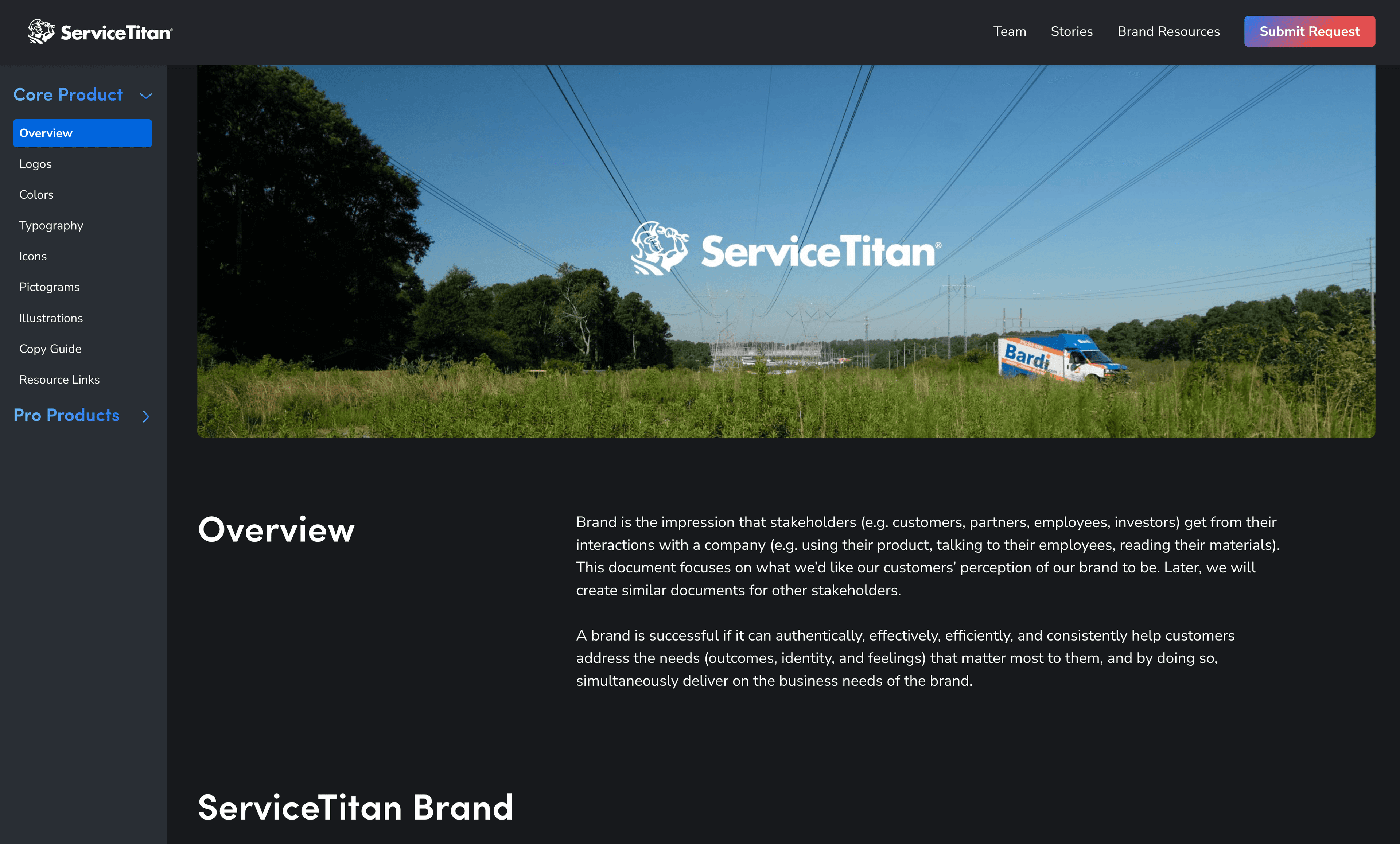 ServiceTitan Brand Guide website screenshot